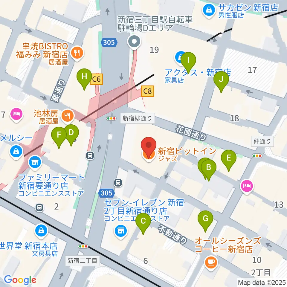 新宿Live Freak周辺のカフェ一覧地図