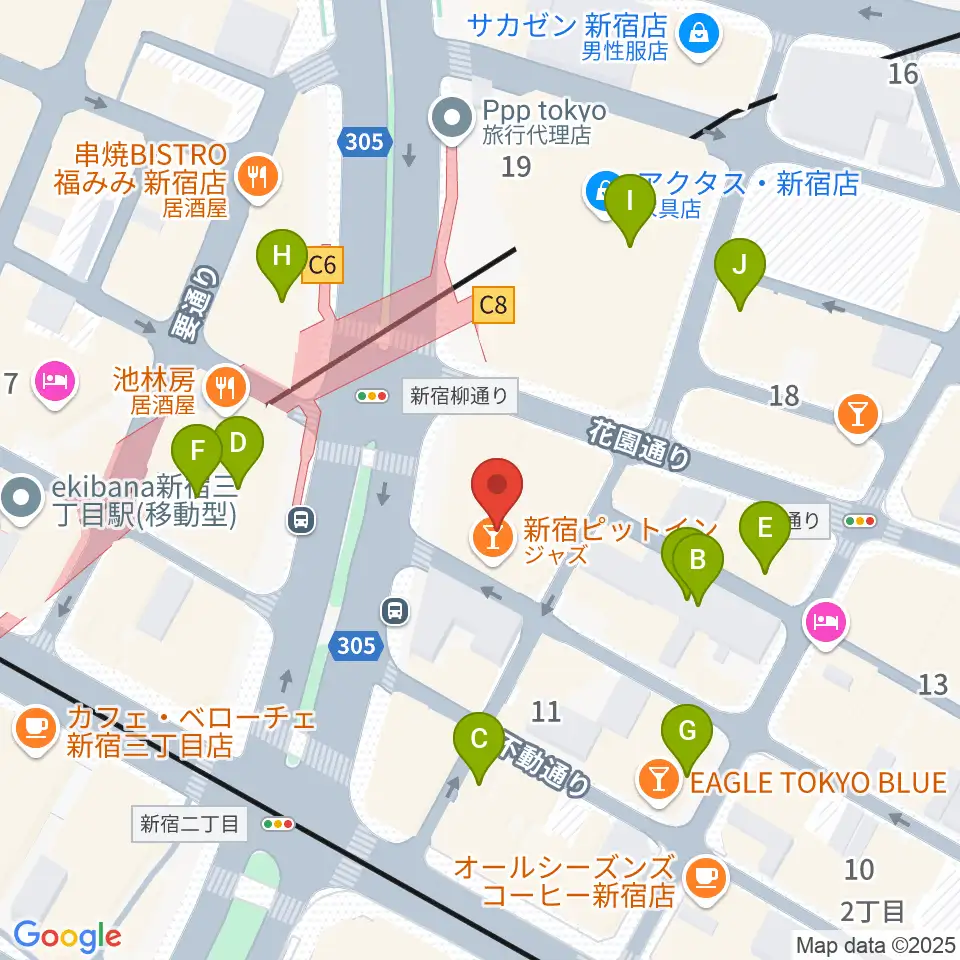 新宿Live Freak周辺のカフェ一覧地図