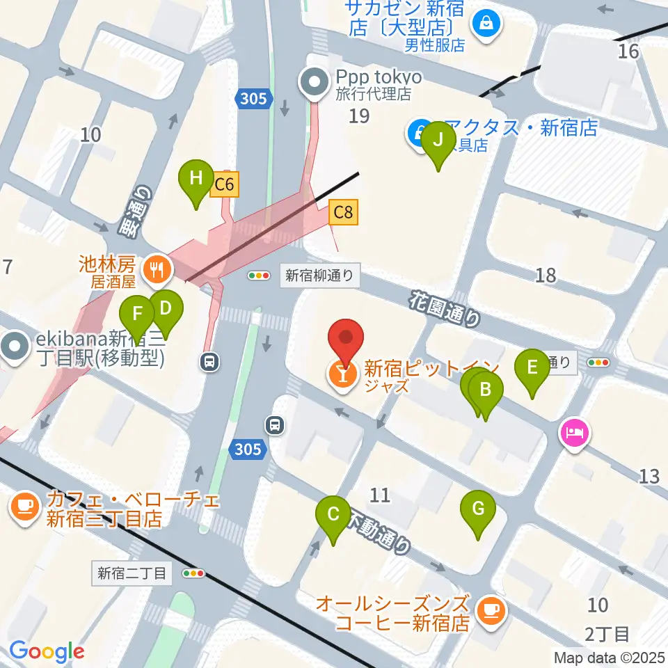新宿Live Freak周辺のカフェ一覧地図