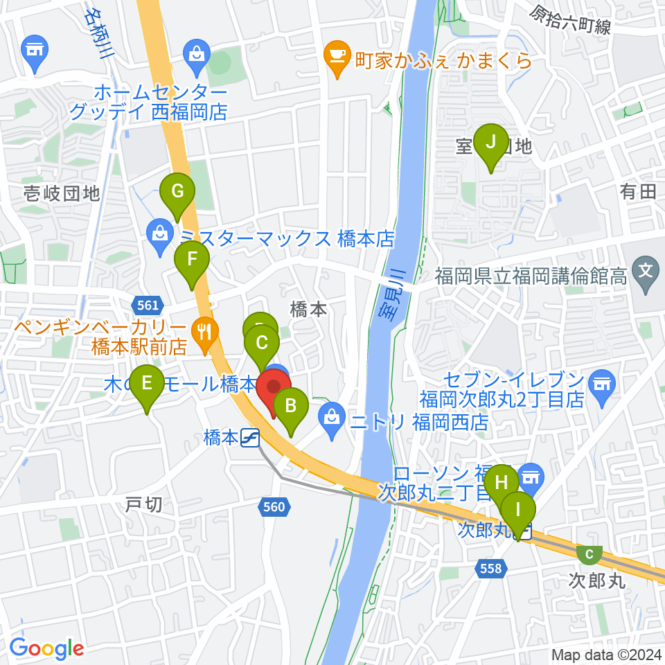 JEUGIAカルチャーセンター 木の葉モール橋本周辺のカフェ一覧地図