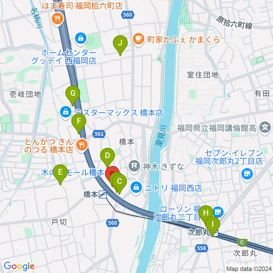 JEUGIAカルチャーセンター 木の葉モール橋本周辺のカフェ一覧地図