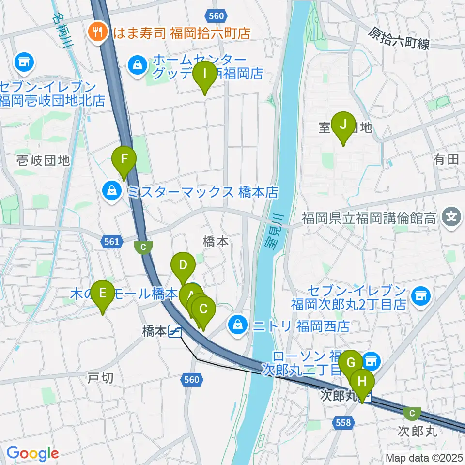 JEUGIAカルチャーセンター 木の葉モール橋本周辺のカフェ一覧地図