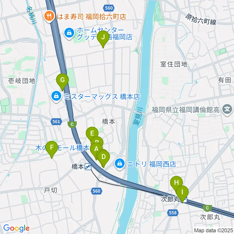 JEUGIAカルチャーセンター 木の葉モール橋本周辺のカフェ一覧地図