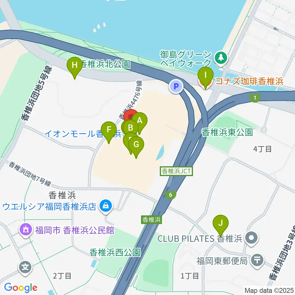 JEUGIAカルチャーセンター イオンモール香椎浜周辺のカフェ一覧地図