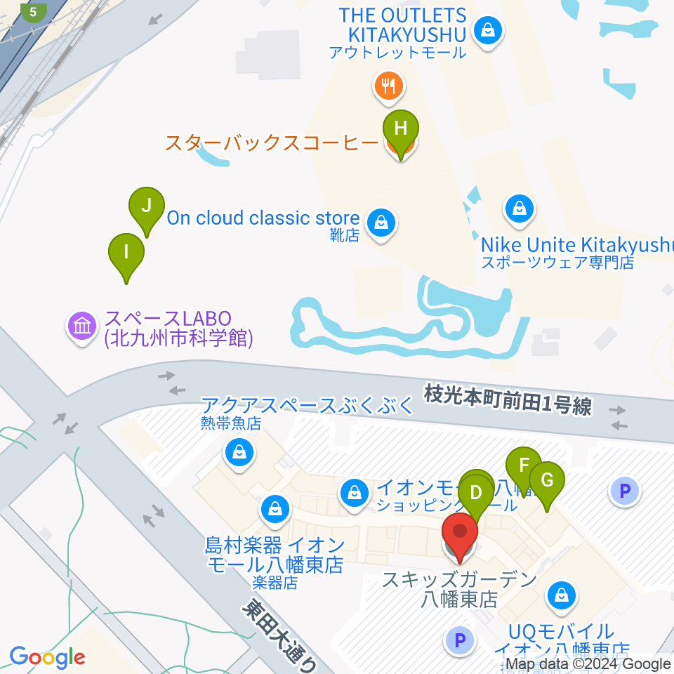 JEUGIAカルチャーセンター イオンモール八幡東周辺のカフェ一覧地図