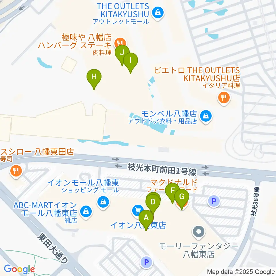 JEUGIAカルチャーセンター イオンモール八幡東周辺のカフェ一覧地図