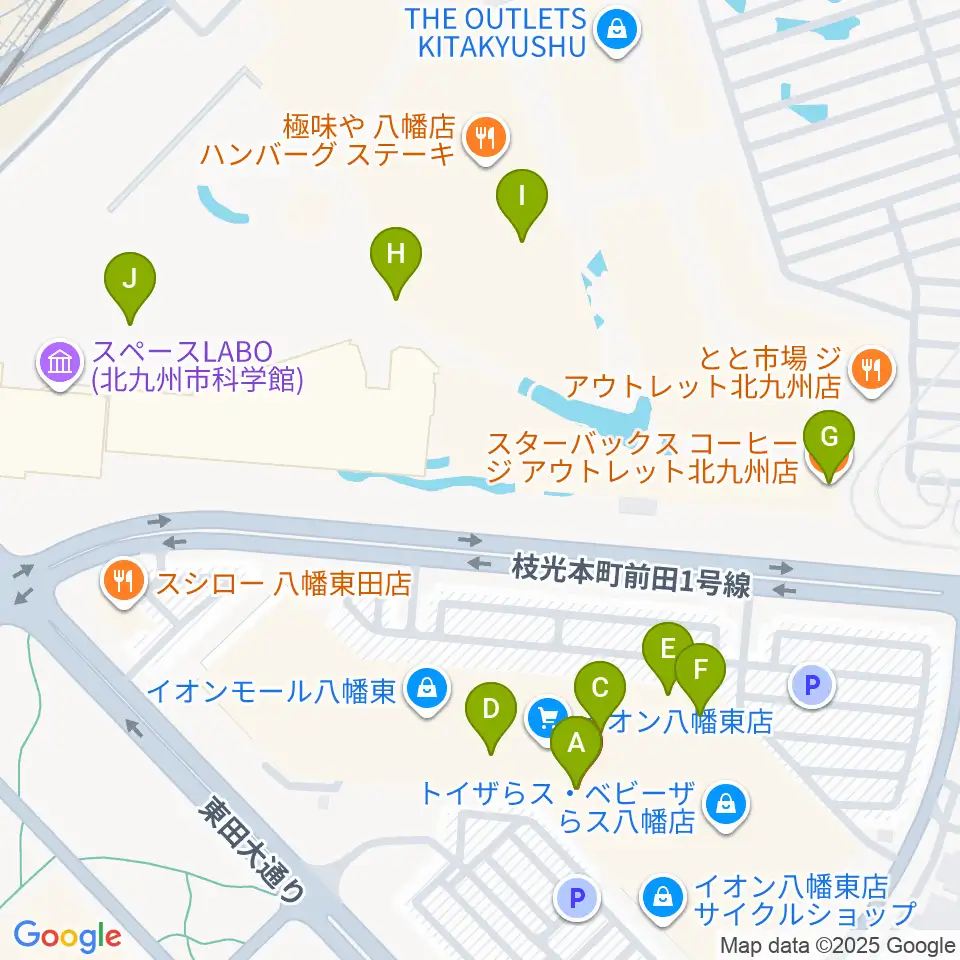 JEUGIAカルチャーセンター イオンモール八幡東周辺のカフェ一覧地図