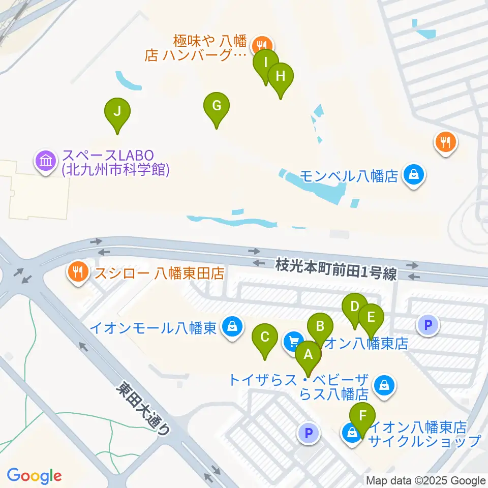 JEUGIAカルチャーセンター イオンモール八幡東周辺のカフェ一覧地図