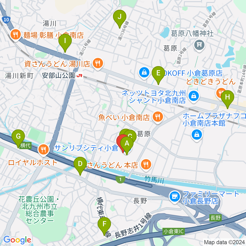 JEUGIAカルチャーセンター サンリブシティ小倉周辺のカフェ一覧地図