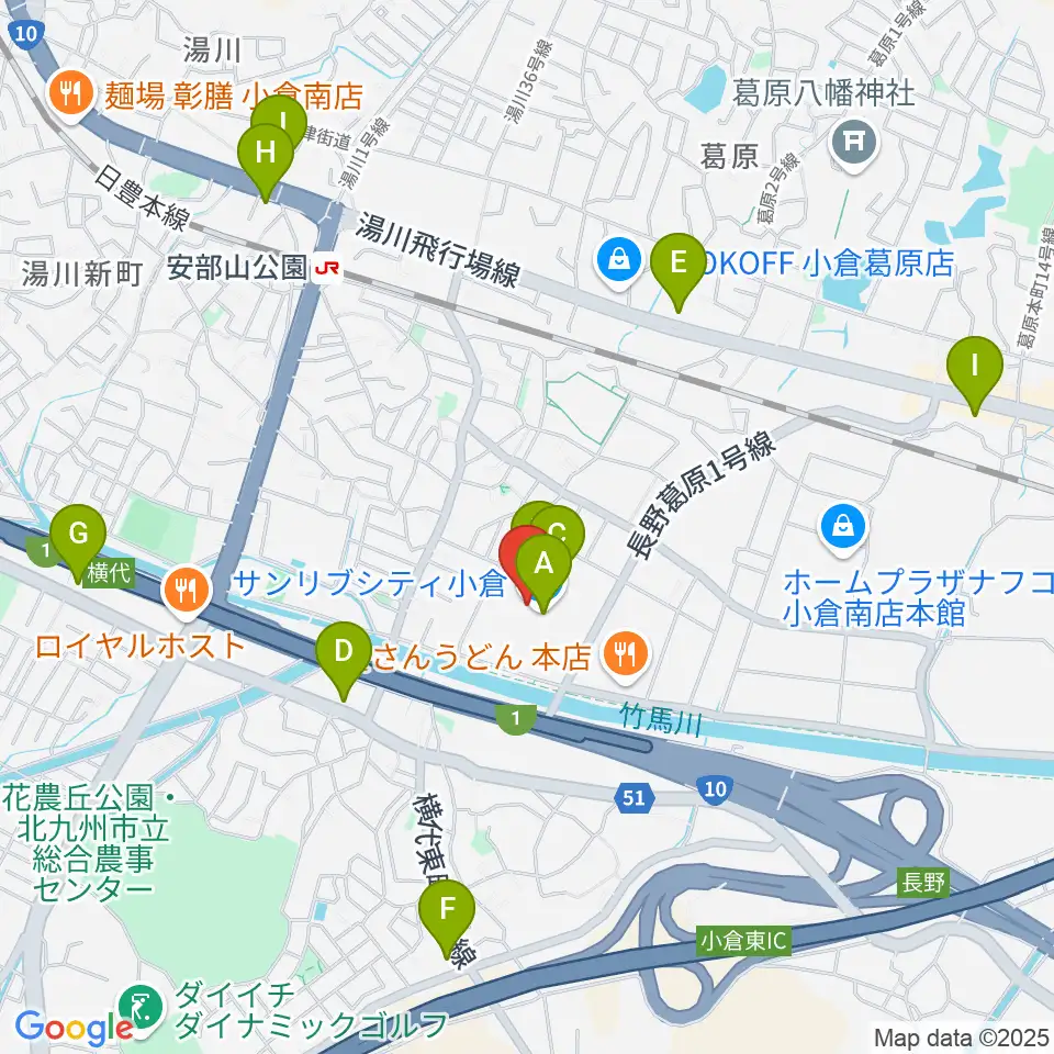 JEUGIAカルチャーセンター サンリブシティ小倉周辺のカフェ一覧地図