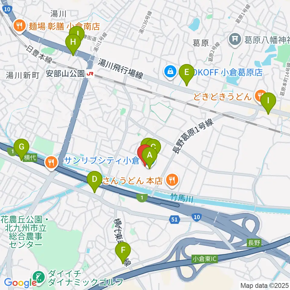 JEUGIAカルチャーセンター サンリブシティ小倉周辺のカフェ一覧地図