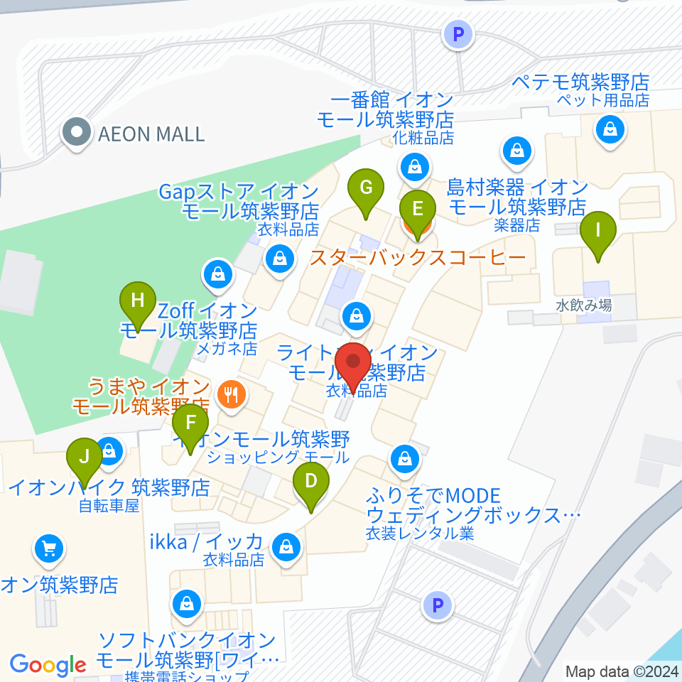 JEUGIAカルチャーセンター イオンモール筑紫野周辺のカフェ一覧地図