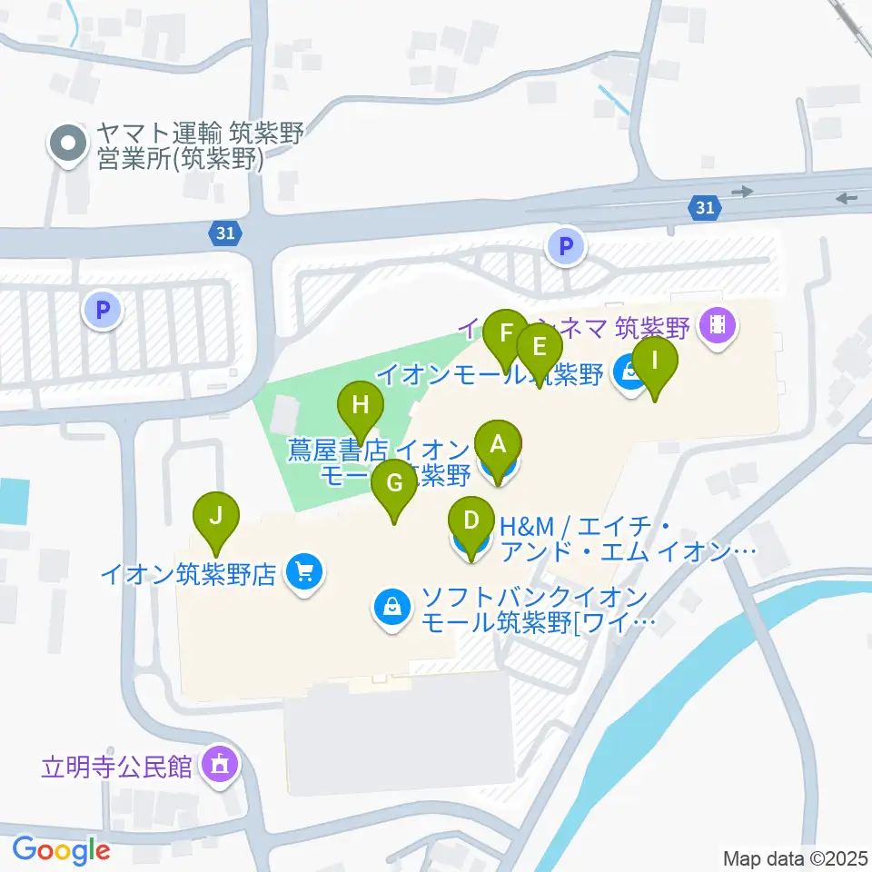JEUGIAカルチャーセンター イオンモール筑紫野周辺のカフェ一覧地図