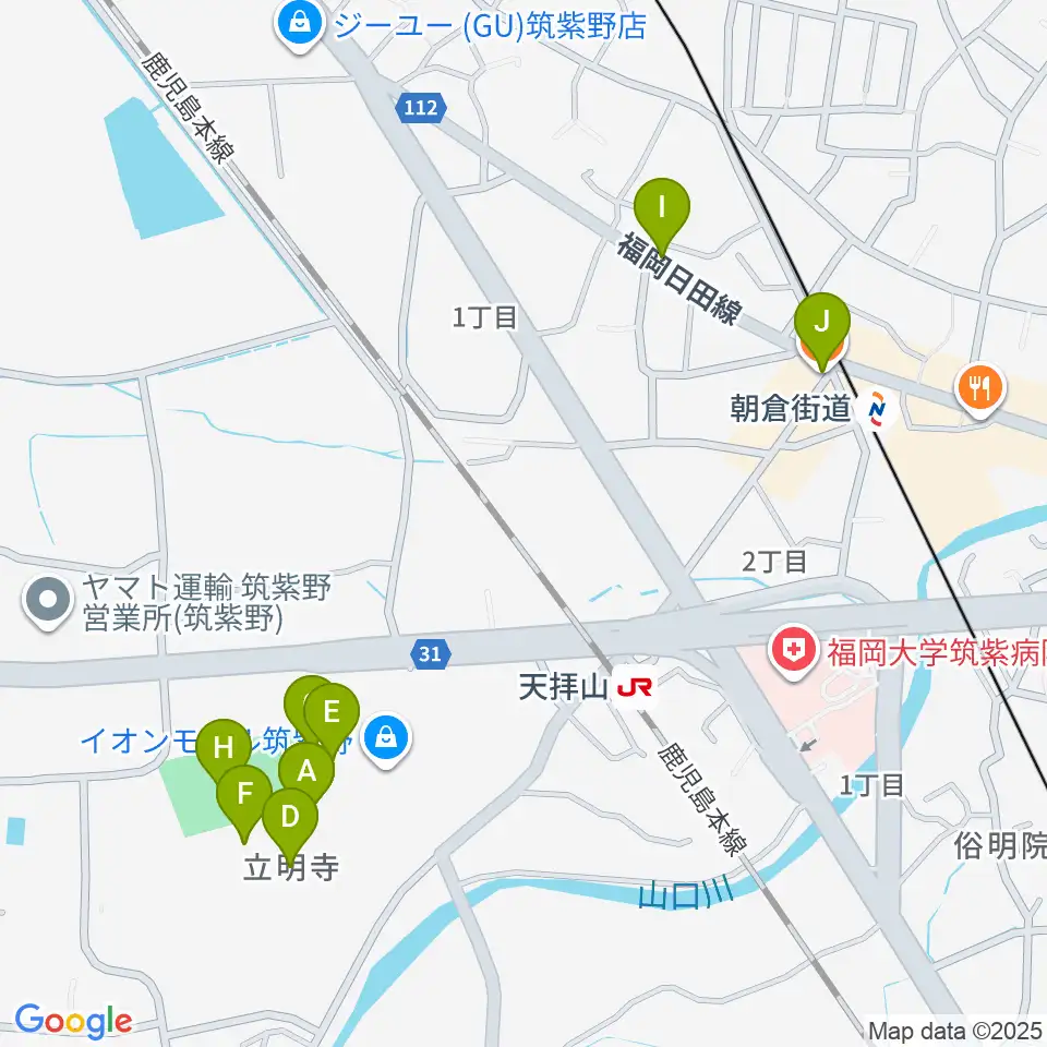 JEUGIAカルチャーセンター イオンモール筑紫野周辺のカフェ一覧地図