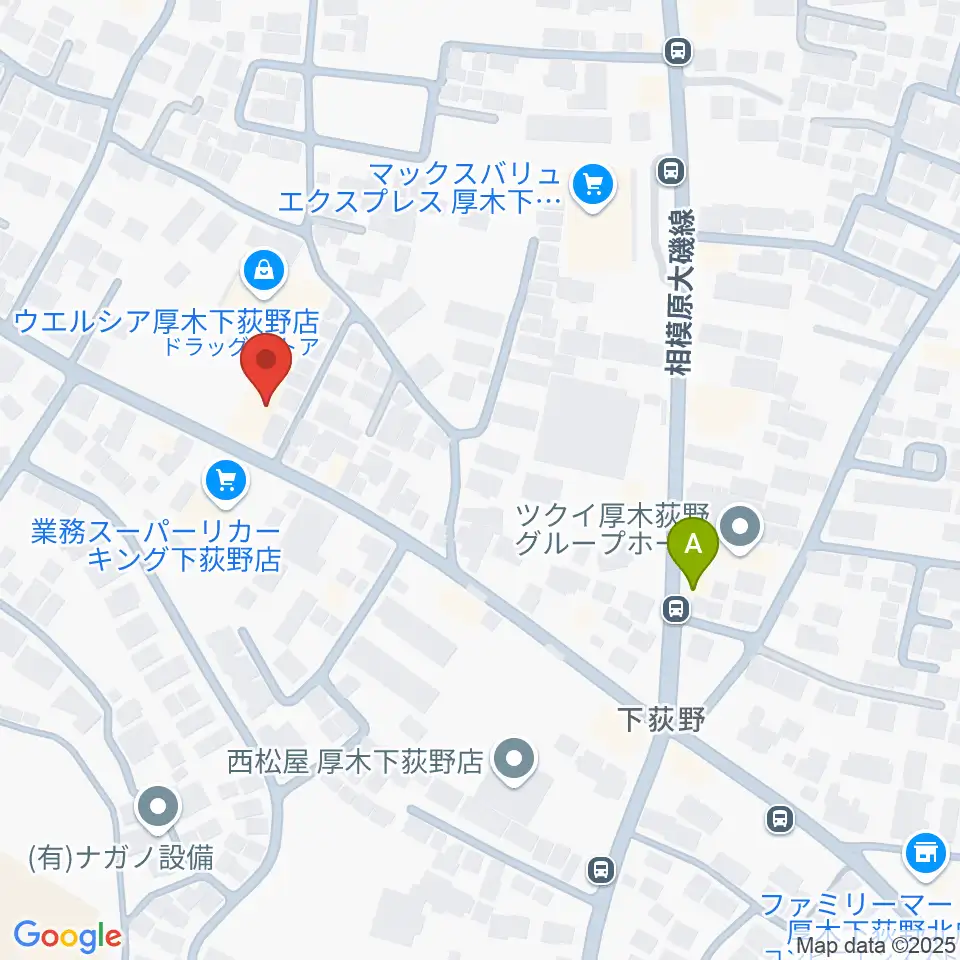 厚木楽器 アミ荻野周辺のカフェ一覧地図