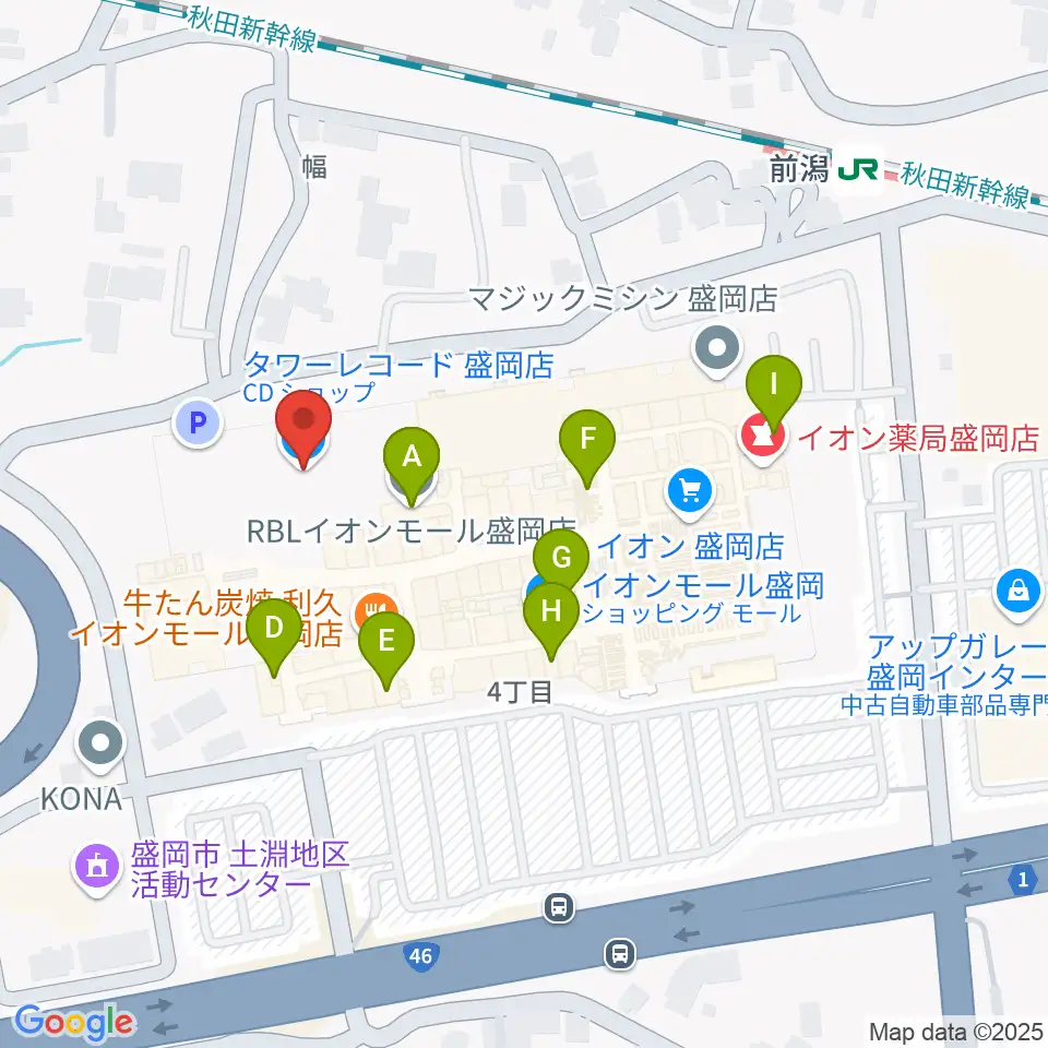 タワーレコード盛岡店周辺のカフェ一覧地図