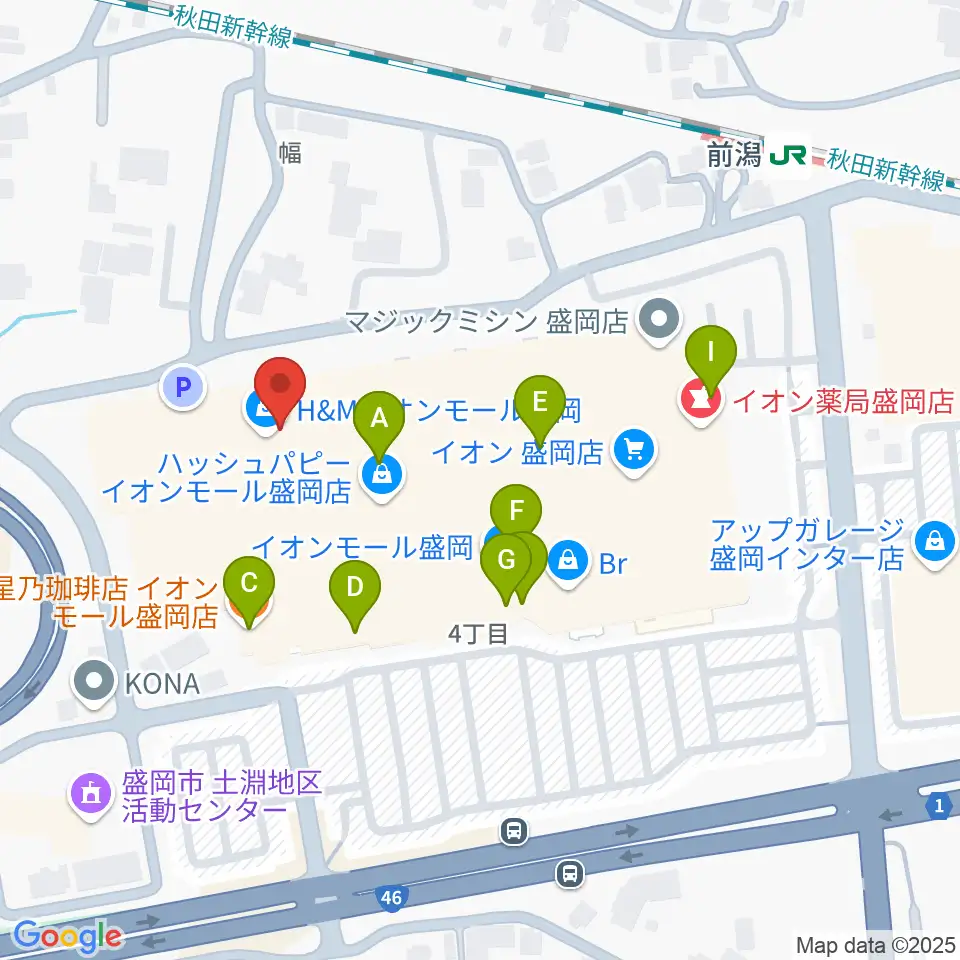 タワーレコード盛岡店周辺のカフェ一覧地図