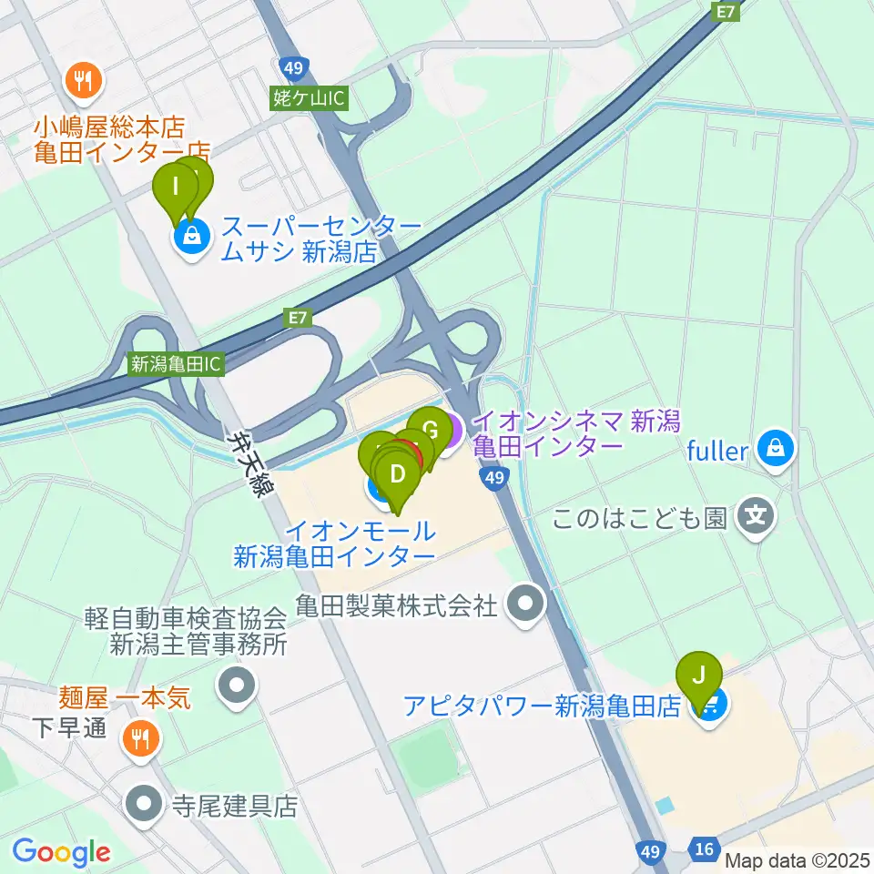 JEUGIAカルチャーセンター イオンモール新潟南周辺のカフェ一覧地図