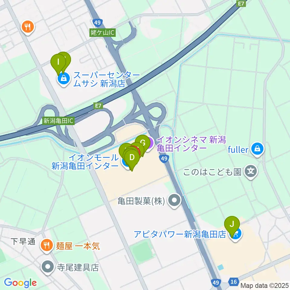 JEUGIAカルチャーセンター イオンモール新潟南周辺のカフェ一覧地図