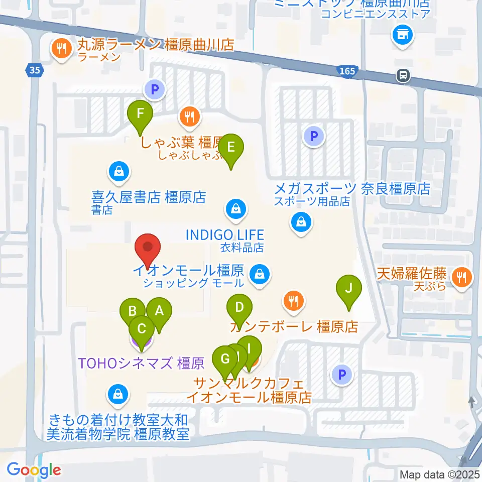 JEUGIAカルチャーセンター イオンモール橿原周辺のカフェ一覧地図