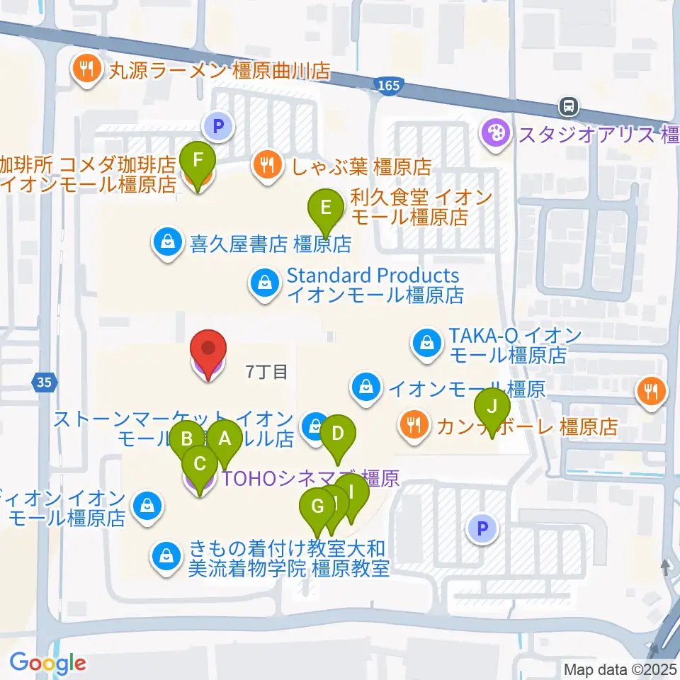 JEUGIAカルチャーセンター イオンモール橿原周辺のカフェ一覧地図