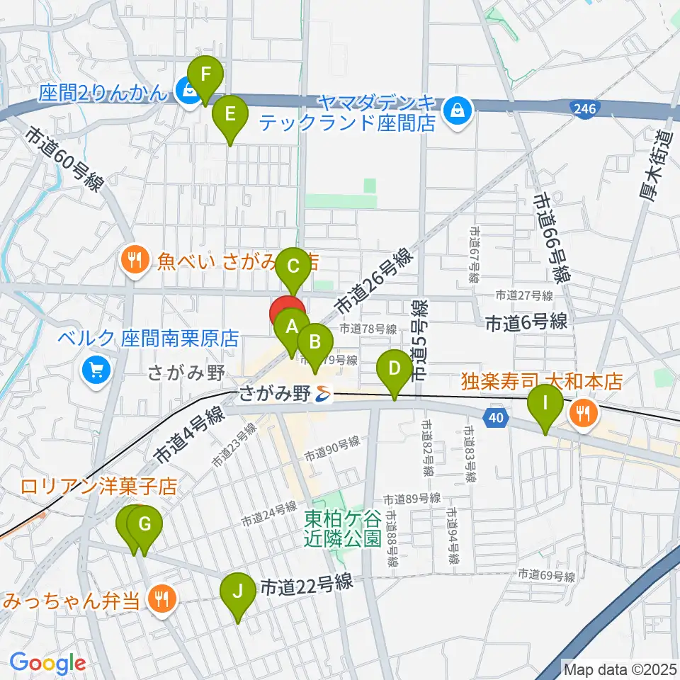 厚木楽器 アミさがみ野周辺のカフェ一覧地図