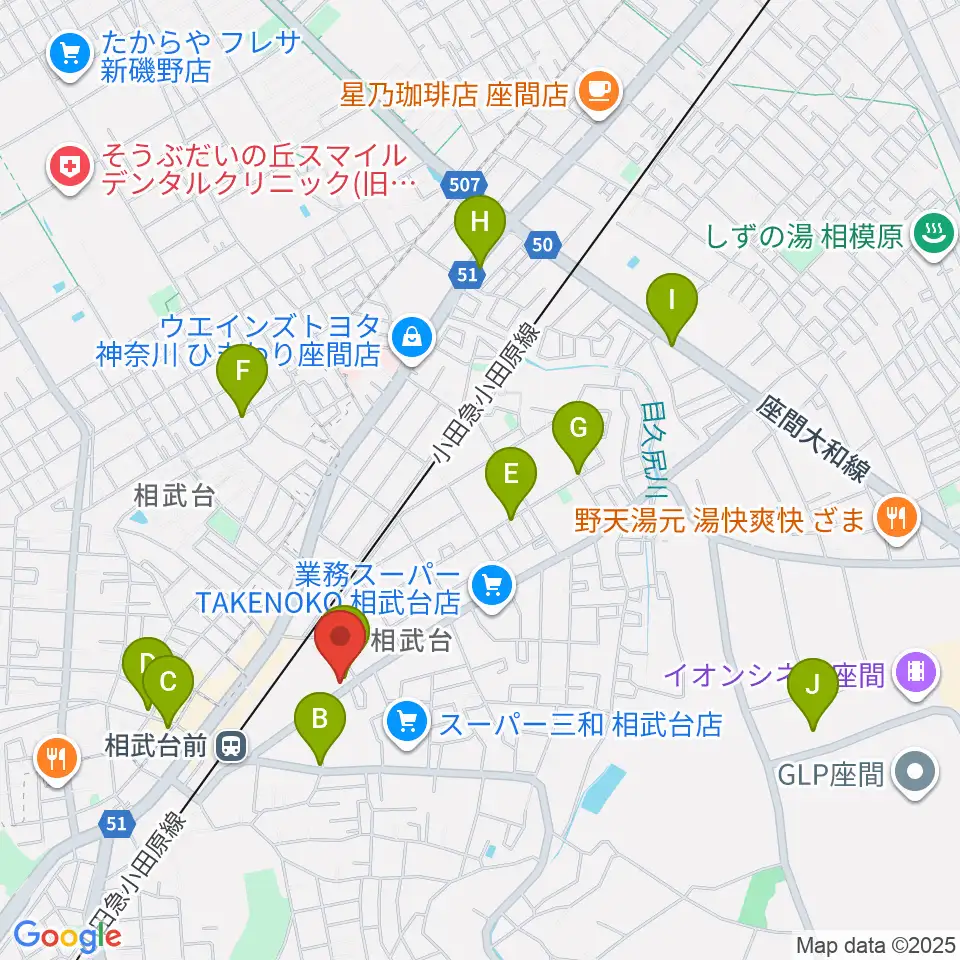 厚木楽器 アミ相武台周辺のカフェ一覧地図