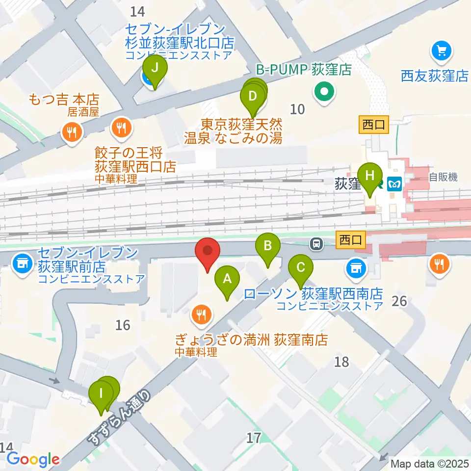 RGSギタースクール周辺のカフェ一覧地図