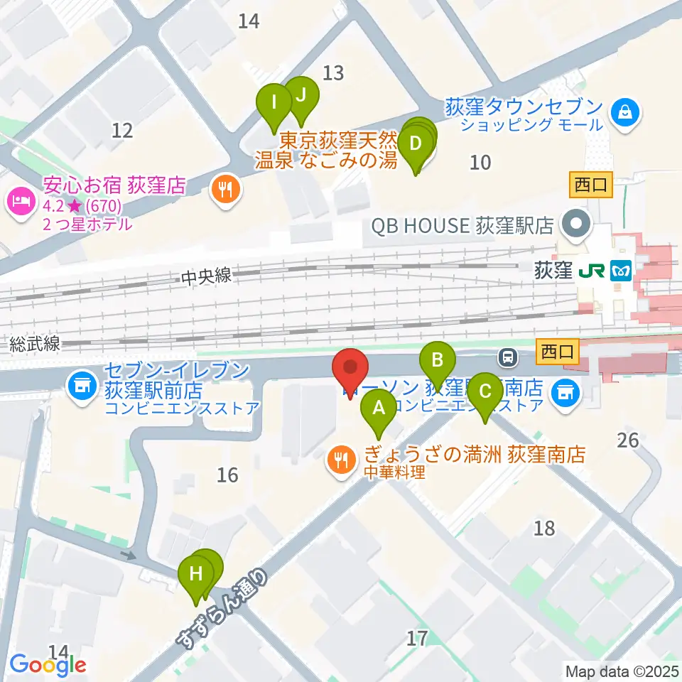 RGSギタースクール周辺のカフェ一覧地図