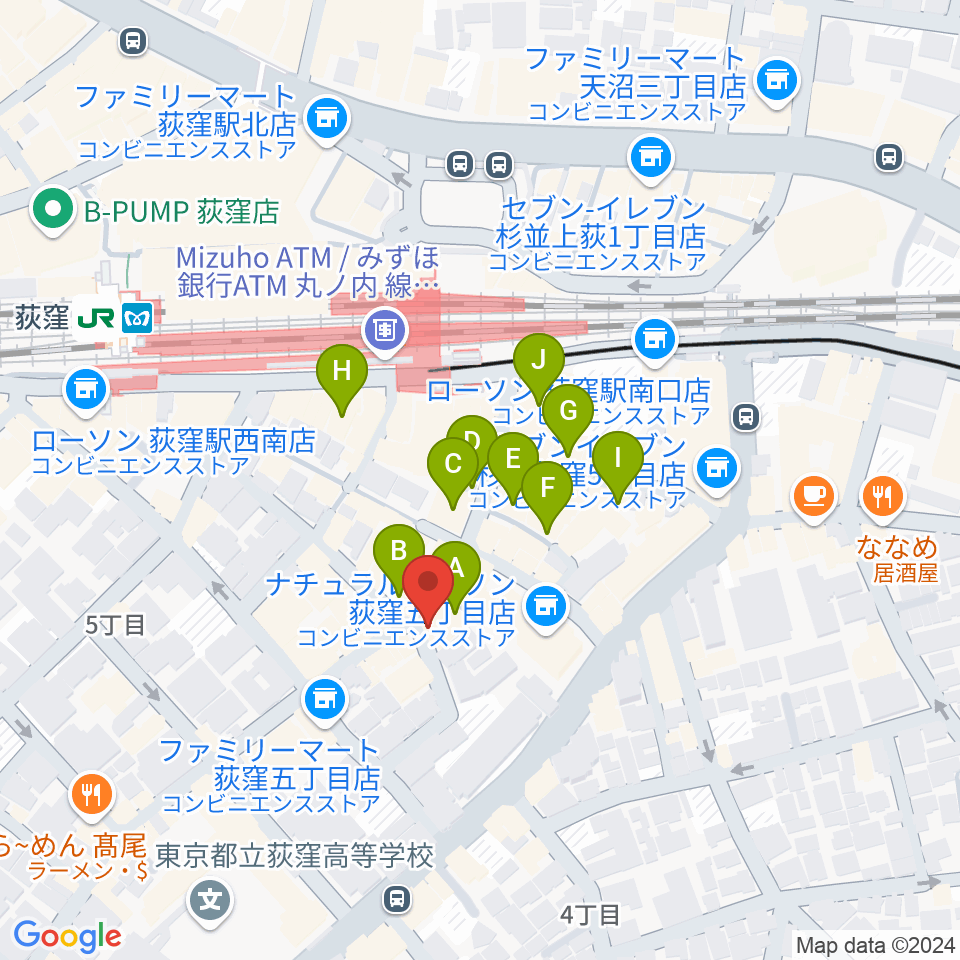 荻窪アルカフェ周辺のカフェ一覧地図