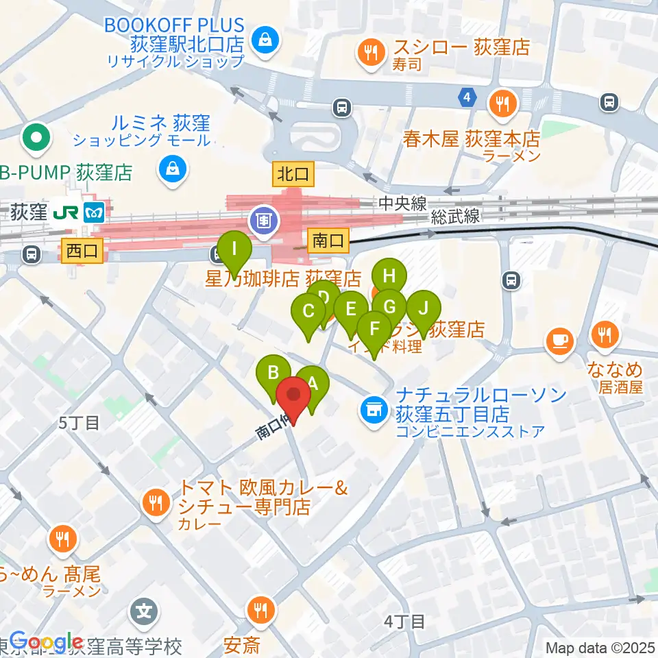 荻窪アルカフェ周辺のカフェ一覧地図