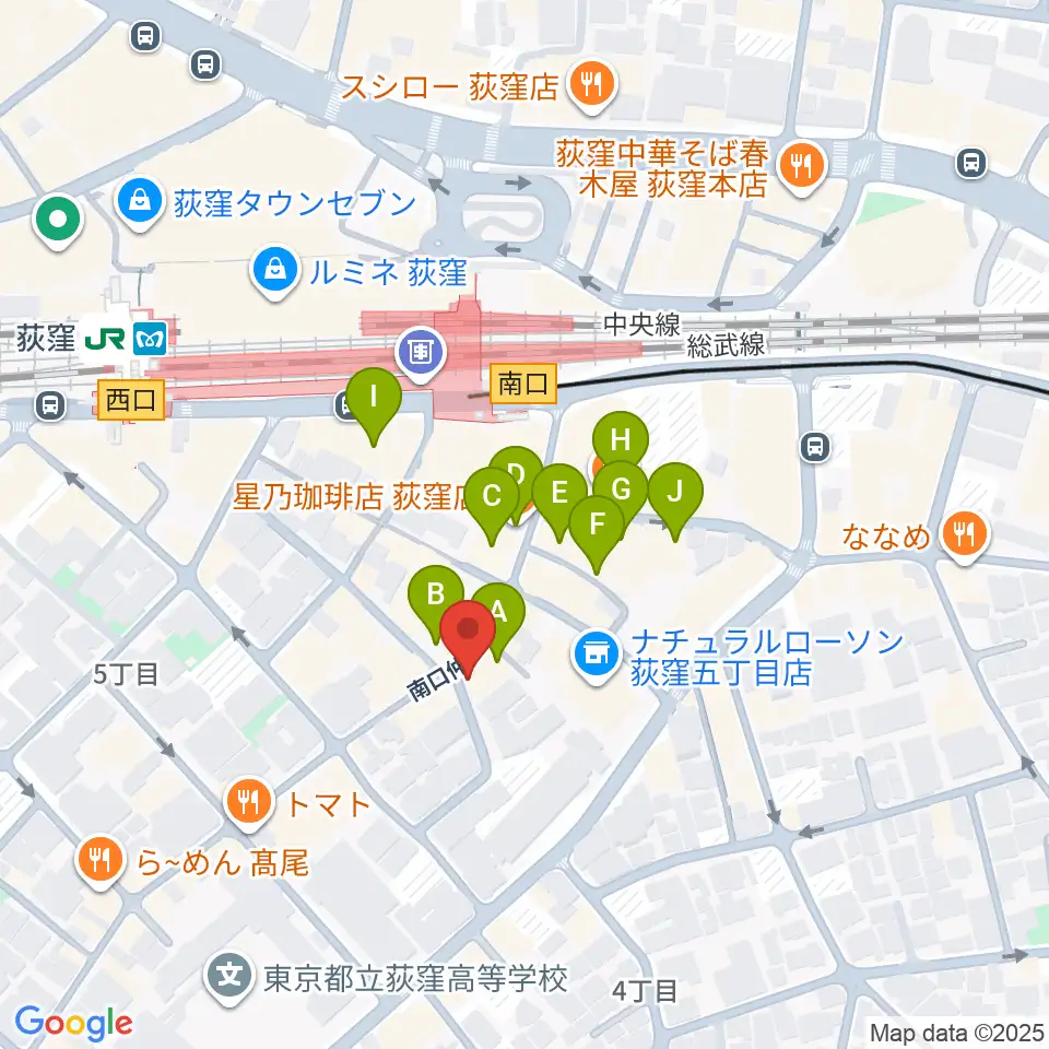 荻窪アルカフェ周辺のカフェ一覧地図