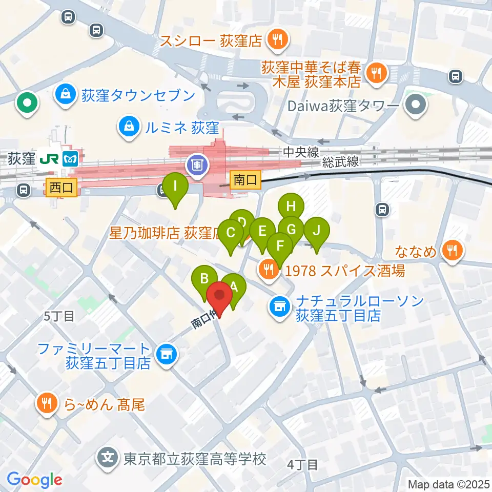 荻窪アルカフェ周辺のカフェ一覧地図
