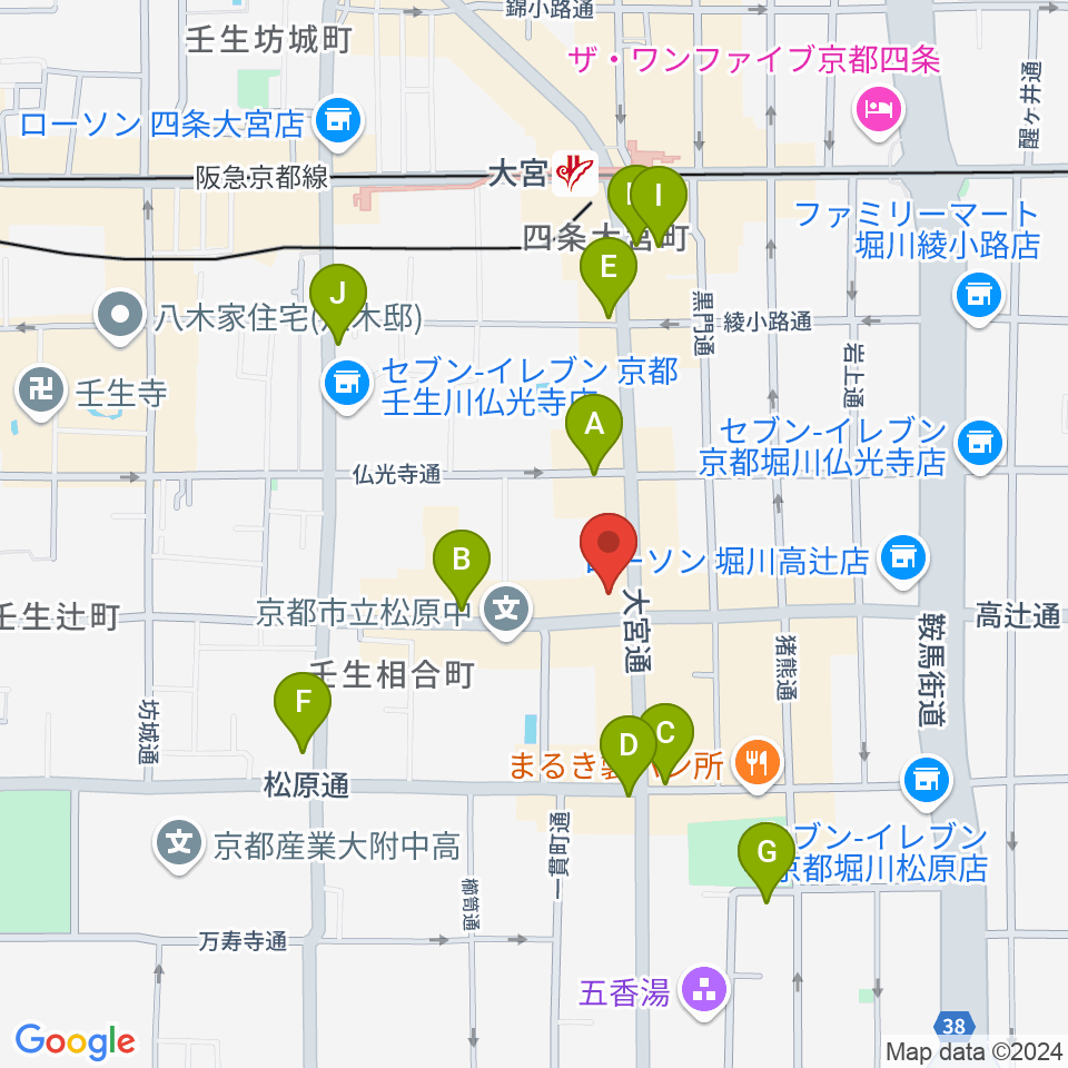 京都 夜想周辺のカフェ一覧地図