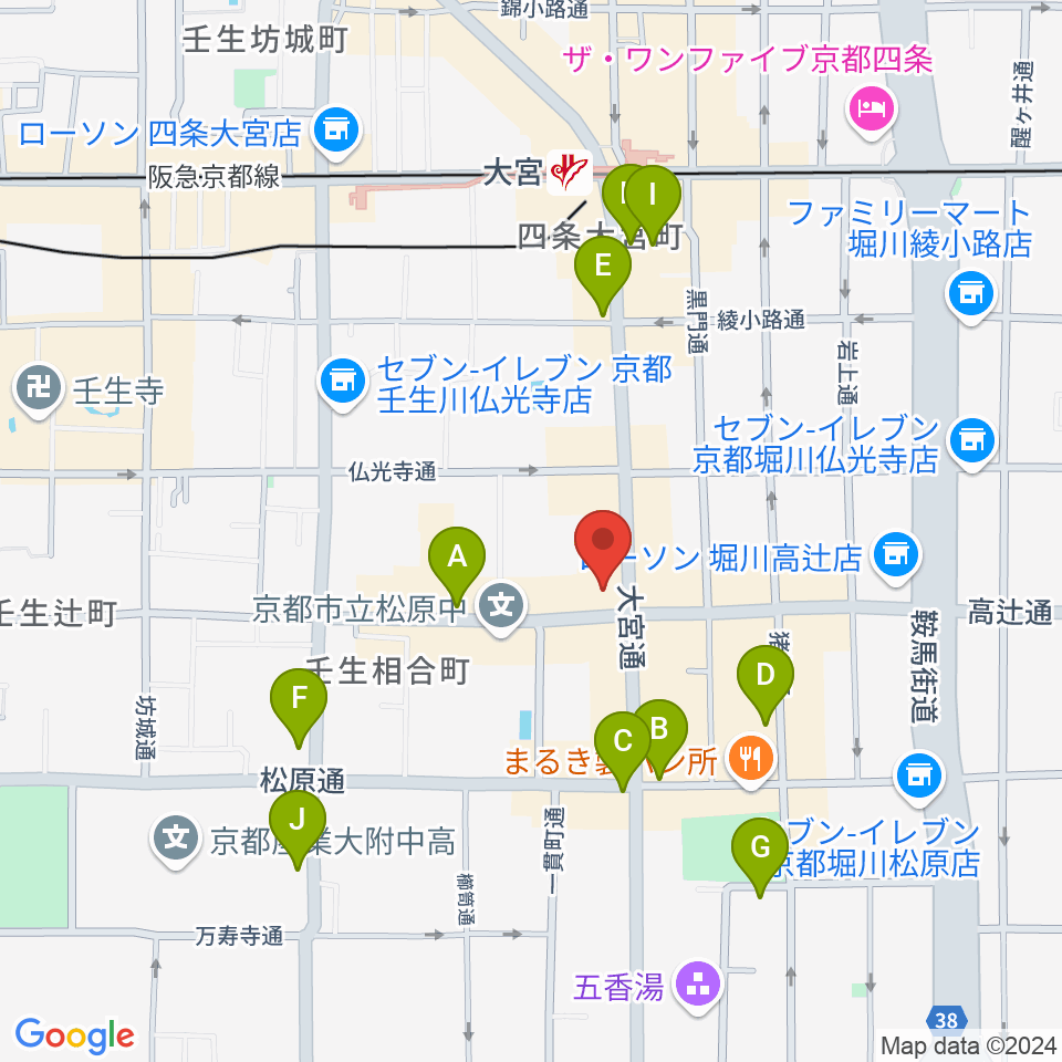 京都 夜想周辺のカフェ一覧地図