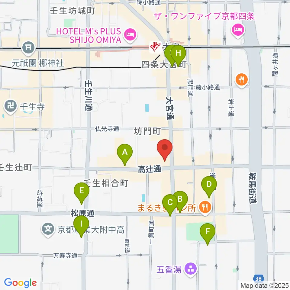 京都 夜想周辺のカフェ一覧地図