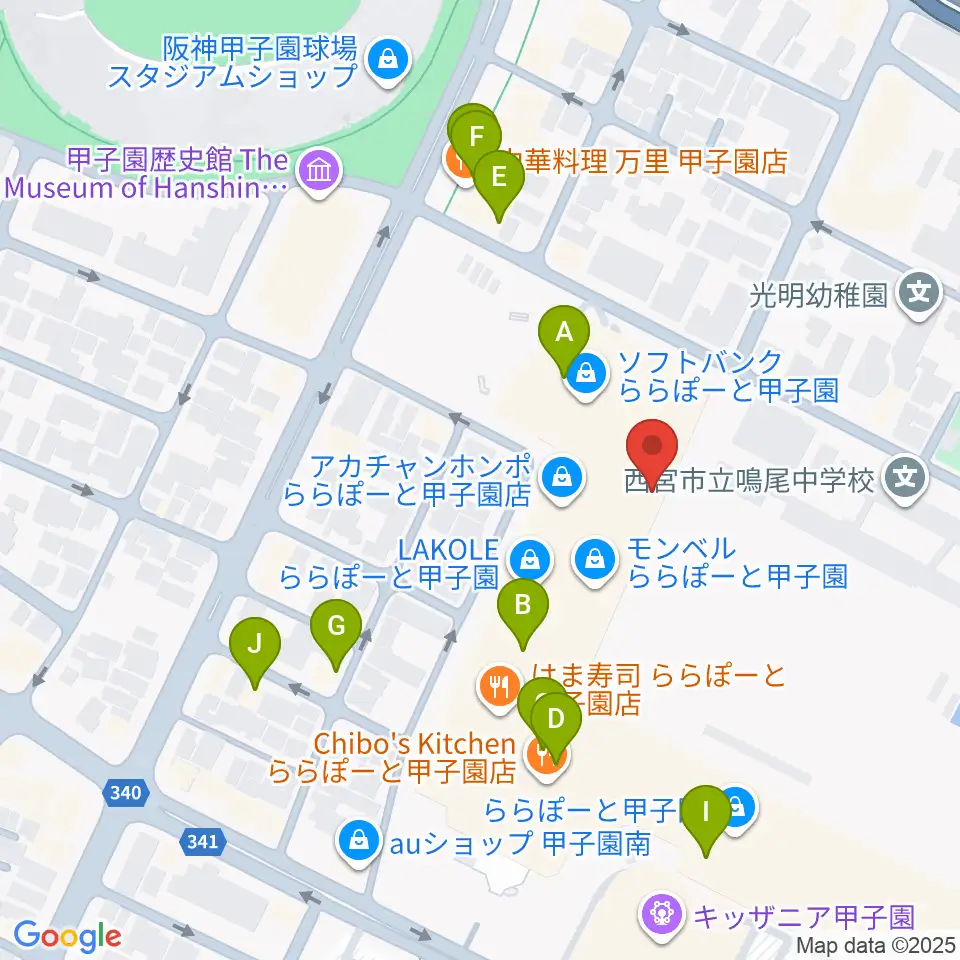 JEUGIAカルチャーセンター ららぽーと甲子園周辺のカフェ一覧地図