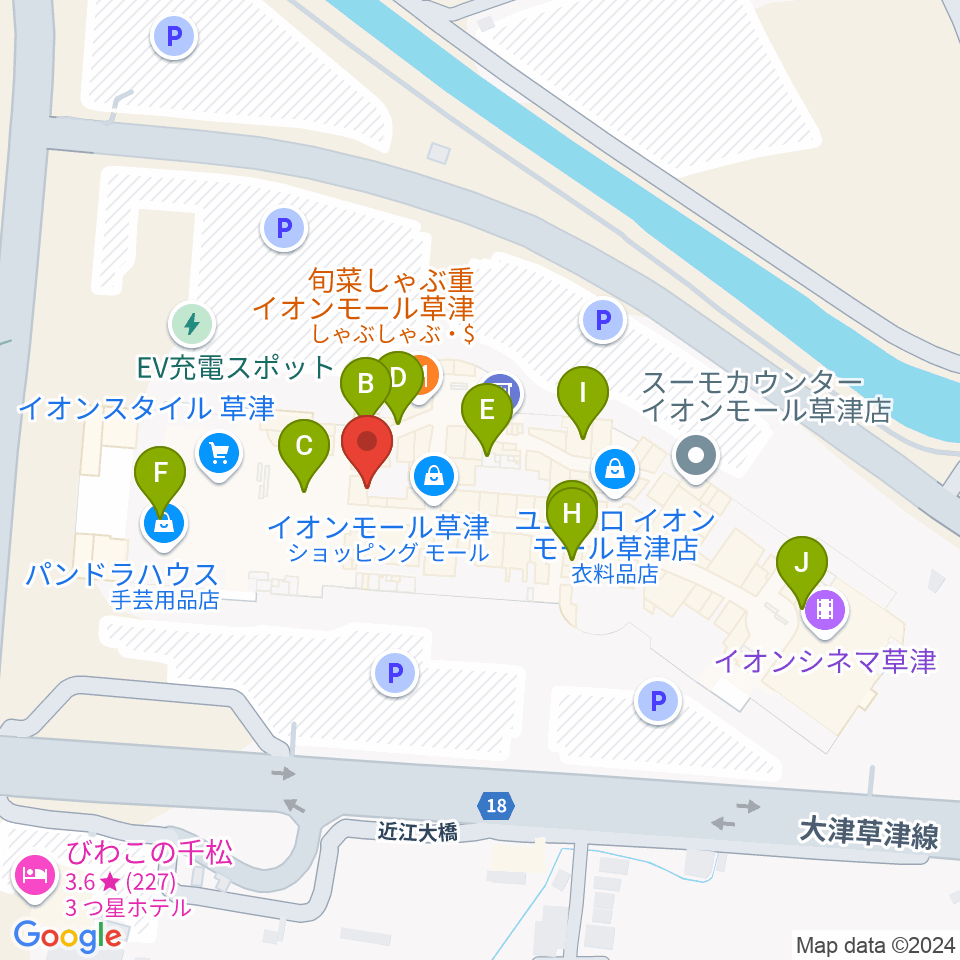 JEUGIAカルチャーセンター イオンモール草津周辺のカフェ一覧地図