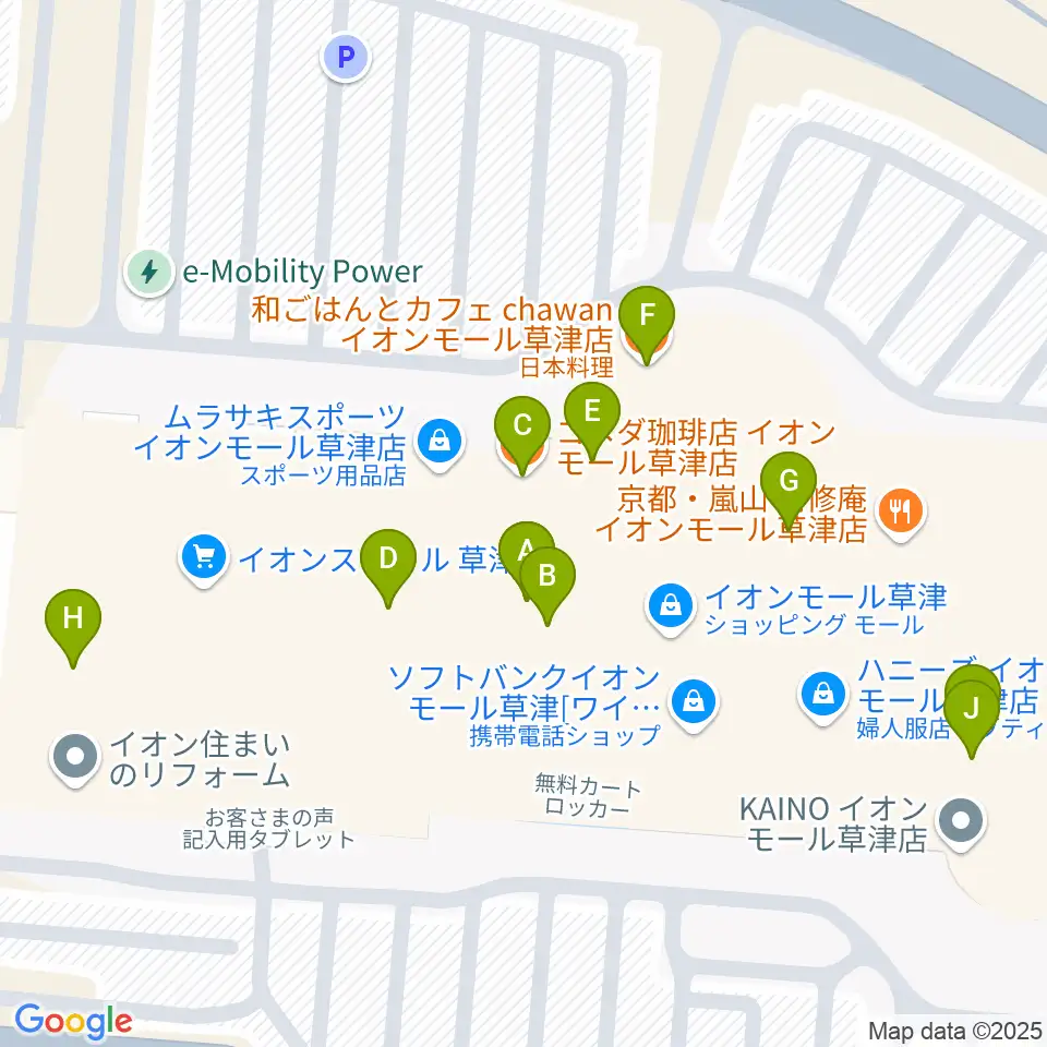 JEUGIAカルチャーセンター イオンモール草津周辺のカフェ一覧地図