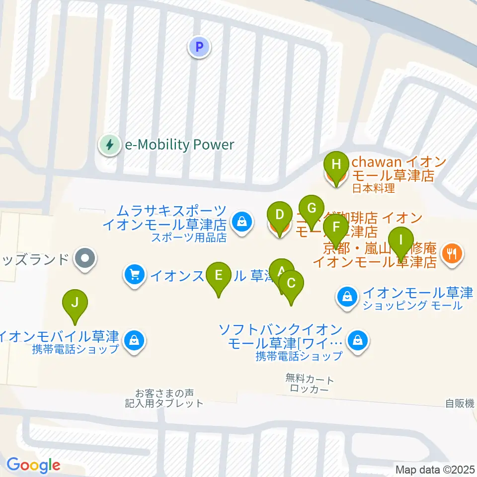 JEUGIAカルチャーセンター イオンモール草津周辺のカフェ一覧地図