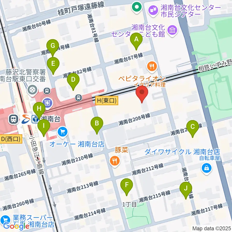 厚木楽器 アミ湘南台周辺のカフェ一覧地図