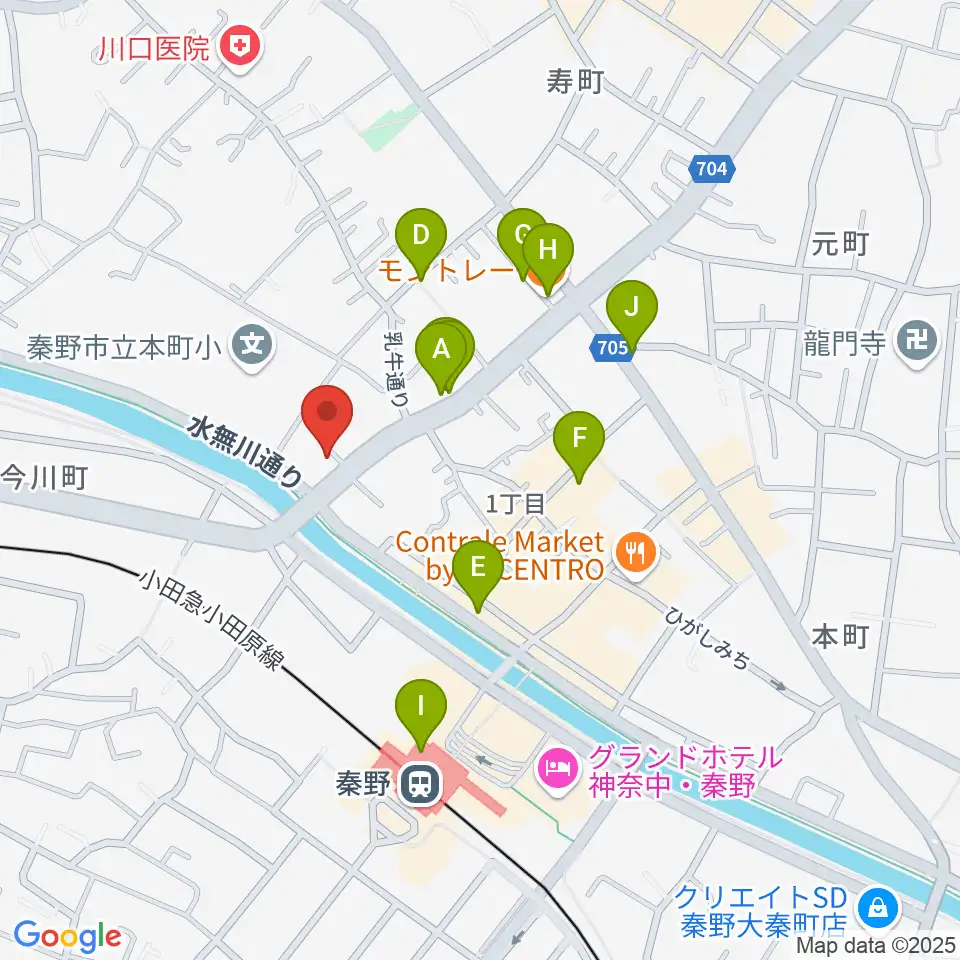 厚木楽器 アミ秦野周辺のカフェ一覧地図