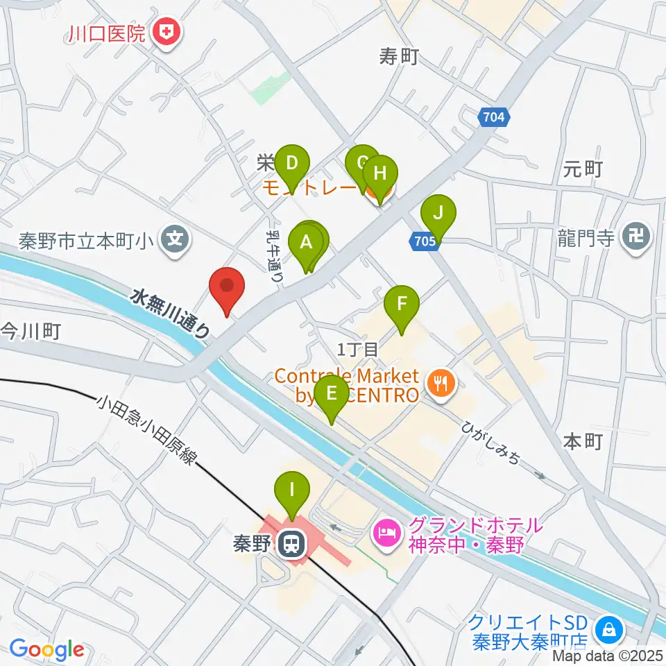 厚木楽器 アミ秦野周辺のカフェ一覧地図