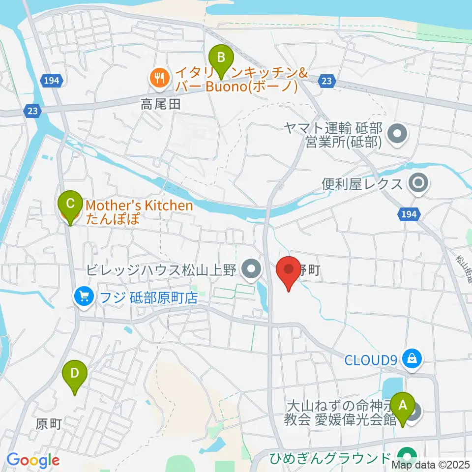 愛媛県生涯学習センター周辺のカフェ一覧地図