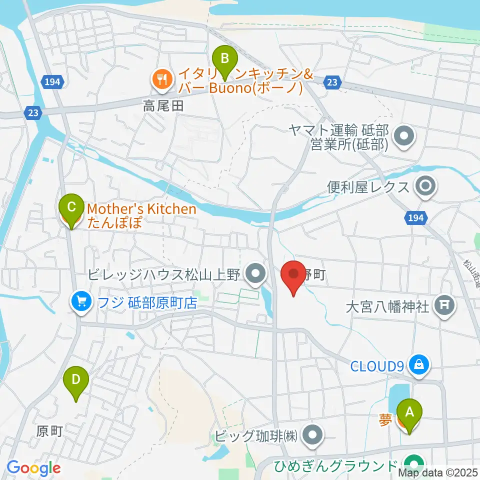 愛媛県生涯学習センター周辺のカフェ一覧地図