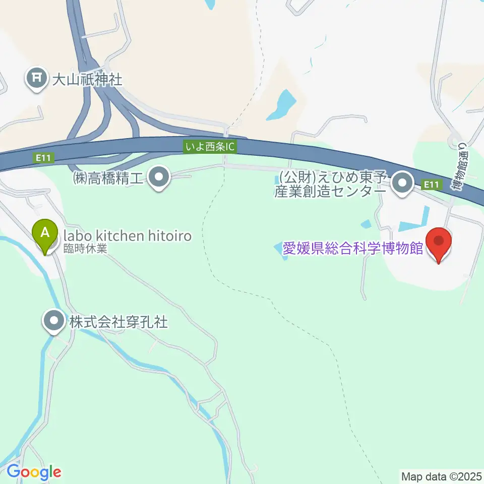 愛媛県総合科学博物館周辺のカフェ一覧地図