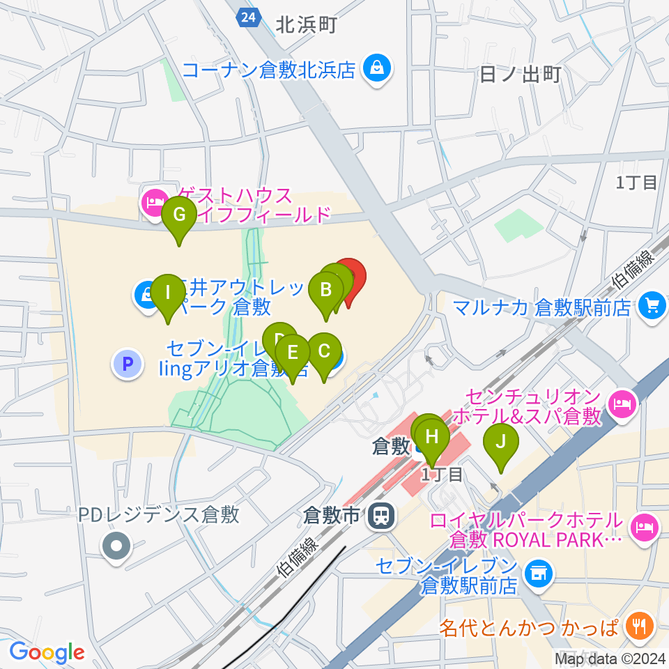 タワーレコード アリオ倉敷店周辺のカフェ一覧地図