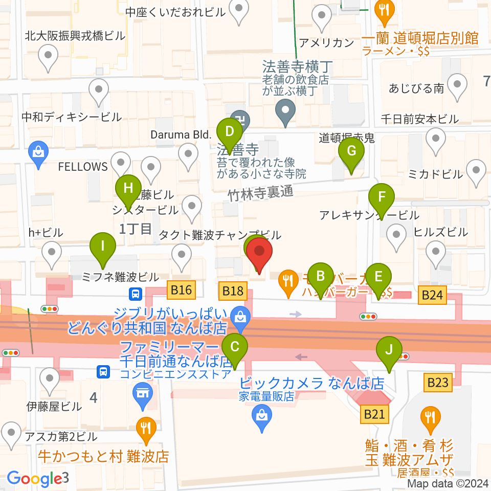 アイオンボーカル教室周辺のカフェ一覧地図