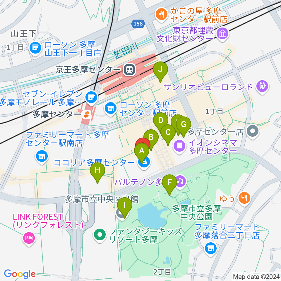 JEUGIAカルチャーセンター多摩センター周辺のカフェ一覧地図