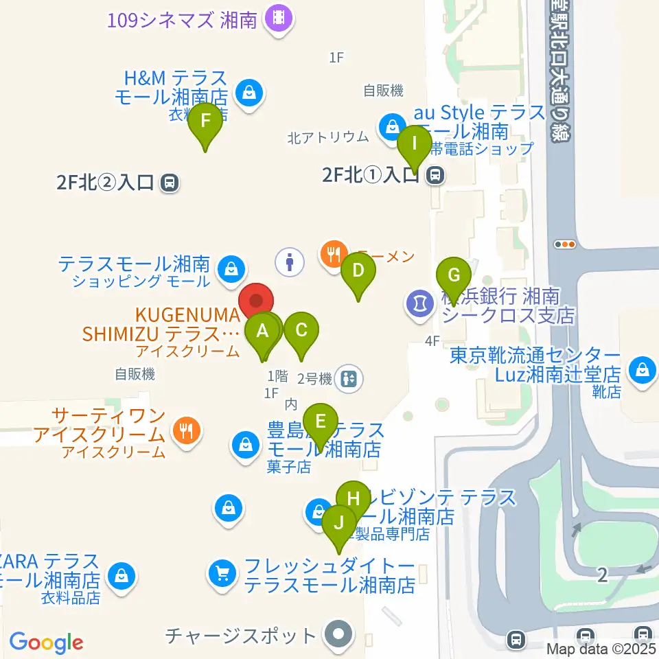 JEUGIAカルチャーセンター テラスモール湘南周辺のカフェ一覧地図